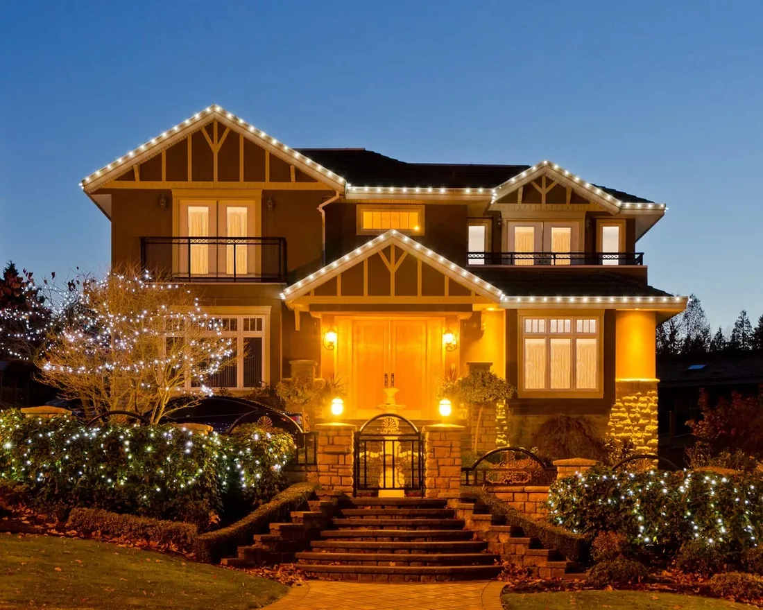 Christmas light installation on a home in Newburgh, IN